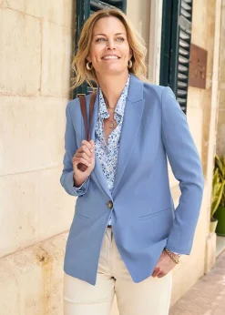 Cotton Traders Pale Blue Soft Lined Blazer