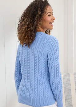 Cotton Traders Pale Blue Cutest Cable Jumper