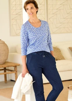 Cotton Traders Pale Blue Print T-Shirt