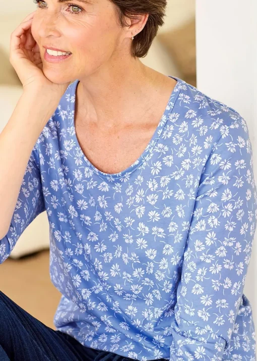 Cotton Traders Pale Blue Print T-Shirt