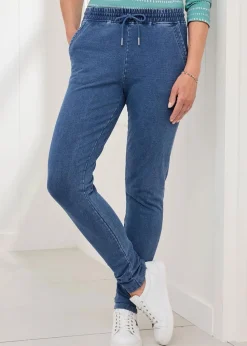 Cotton Traders Pale Blue Jersey Denim Joggers