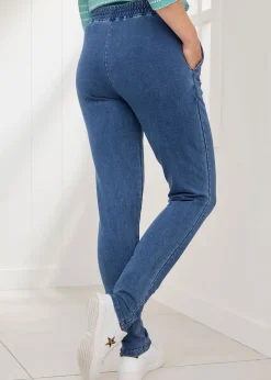 Cotton Traders Pale Blue Jersey Denim Joggers