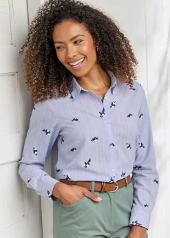 Cotton Traders Pale Lilac Embroidered Shirt
