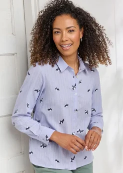 Cotton Traders Pale Lilac Embroidered Shirt