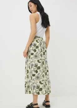 Cream Floral Flared Midaxi Skirt