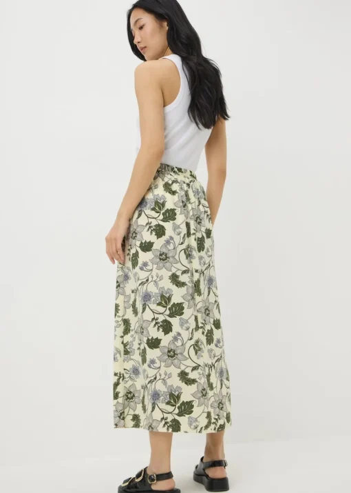 Cream Floral Flared Midaxi Skirt