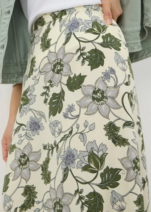 Cream Floral Flared Midaxi Skirt