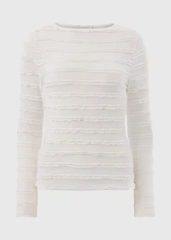 Cream Textured Long Sleeve Top