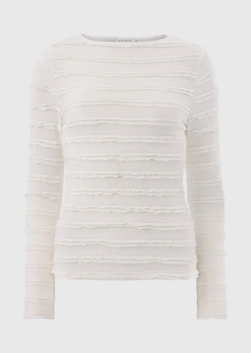 Cream Textured Long Sleeve Top
