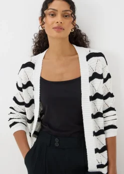 Cream Wave Stripe Cardigan