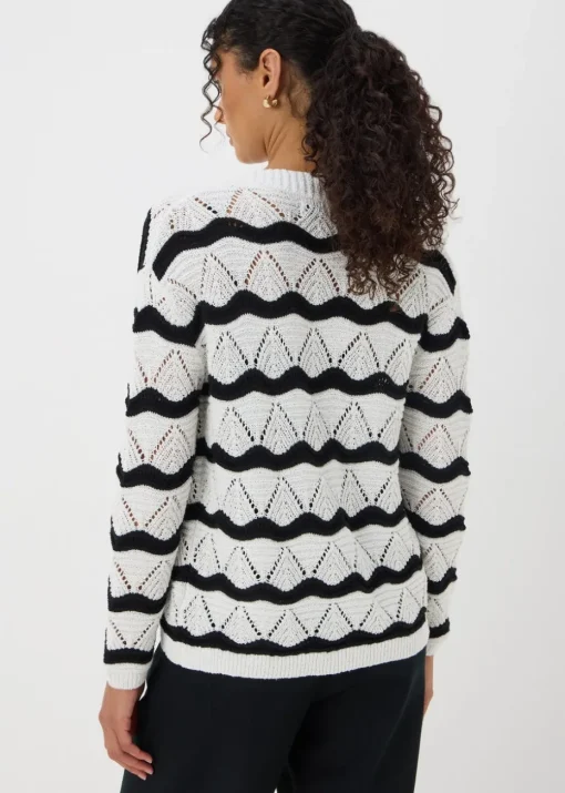 Cream Wave Stripe Cardigan
