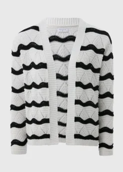 Cream Wave Stripe Cardigan