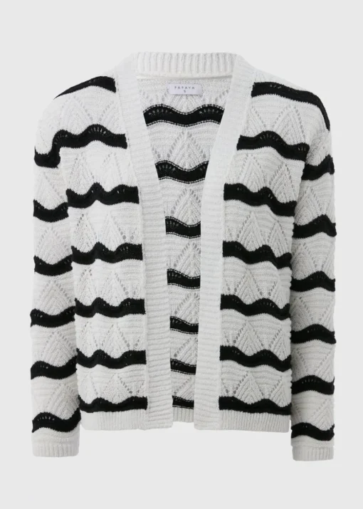 Cream Wave Stripe Cardigan