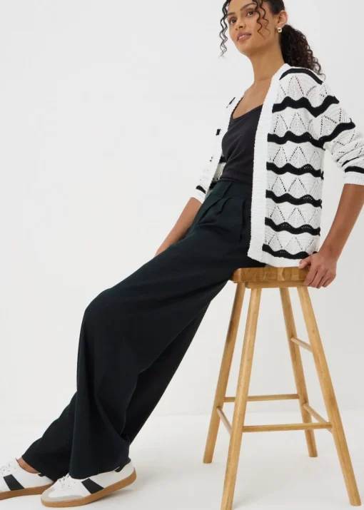 Cream Wave Stripe Cardigan