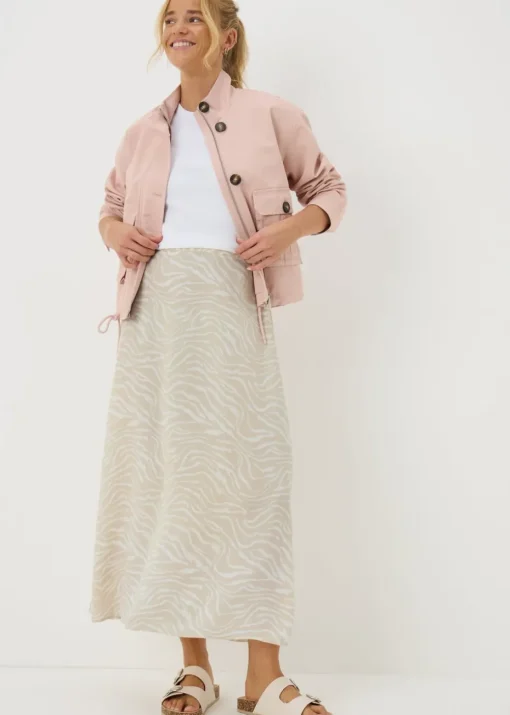 Cream Zebra Print Flared Hem Midaxi Skirt