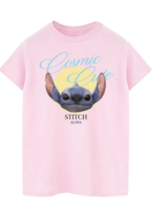 Disney Stitch Cosmic Cute Pink Boyfriend Fit T Shirt