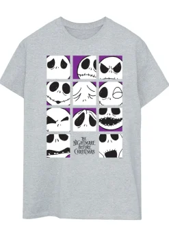 Disney The Nightmare Before Christmas Jack Faces Heather Grey Printed Boyfriend Fit T-Shirt
