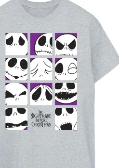 Disney The Nightmare Before Christmas Jack Faces Heather Grey Printed Boyfriend Fit T-Shirt