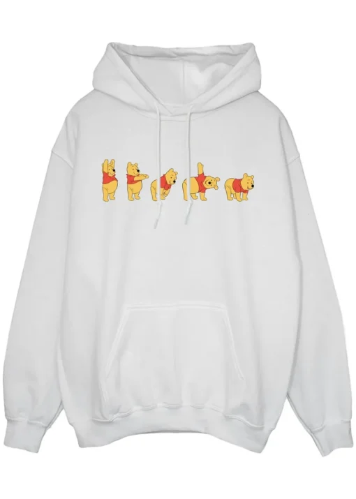 Disney Winnie The Pooh Stretching White Printed Hoodie