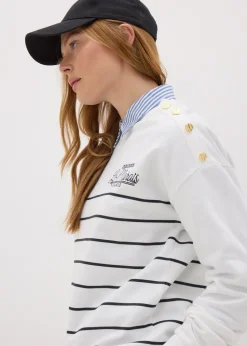 Ecru Breton Stripe Sweatshirt