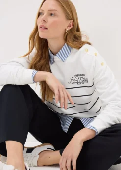 Ecru Breton Stripe Sweatshirt