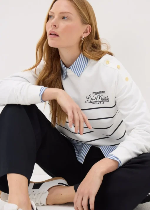 Ecru Breton Stripe Sweatshirt