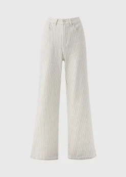 Ecru Stripe Wide Leg Jeans