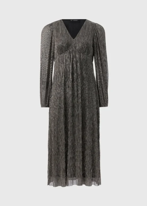 Et Vous Black & Gold Lurex Midi Dress
