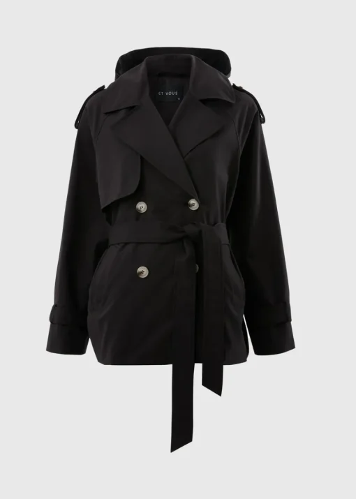 Et Vous Black Short Trench Coat