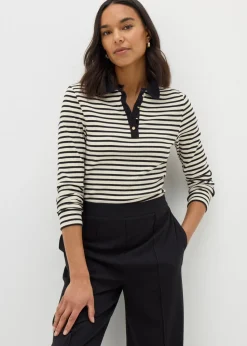 Et Vous Black Stripe Henley Top