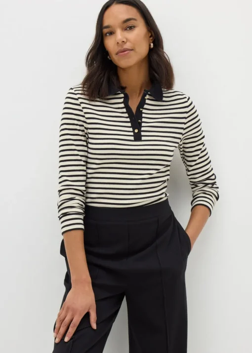 Et Vous Black Stripe Henley Top