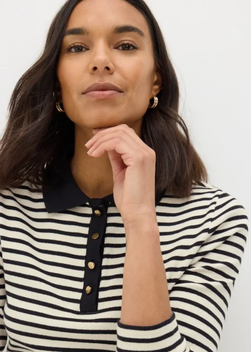 Et Vous Black Stripe Henley Top