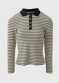 Et Vous Black Stripe Henley Top