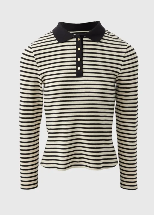 Et Vous Black Stripe Henley Top