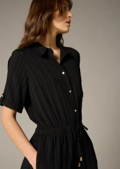 Et Vous Black Textured Pleated Jumpsuit