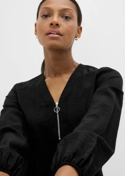 Et Vous Black Zip Front Blouse