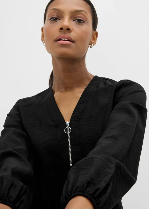 Et Vous Black Zip Front Blouse