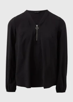 Et Vous Black Zip Front Blouse