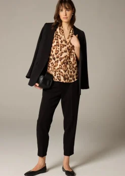 Et Vous Brown Leopard Print Airflow Blouse