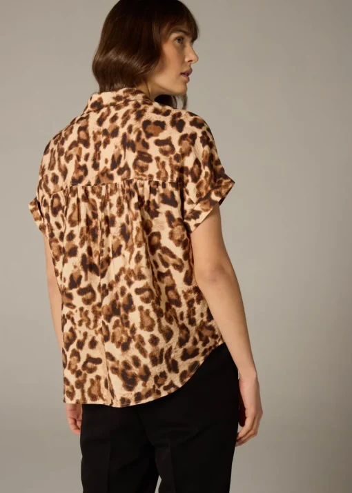 Et Vous Brown Leopard Print Airflow Blouse