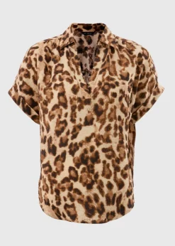 Et Vous Brown Leopard Print Airflow Blouse