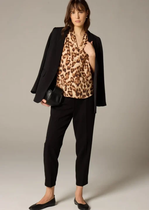 Et Vous Brown Leopard Print Airflow Blouse