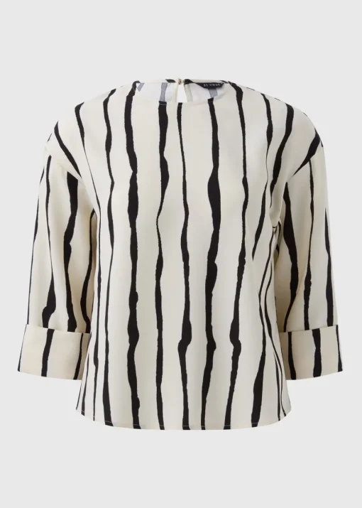 Et Vous Cream Black Stipe 3/4 Sleeve Box Tops