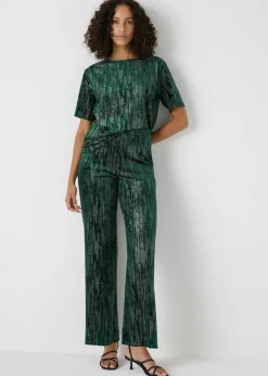 Et Vous Green Glitter Velvet Trousers