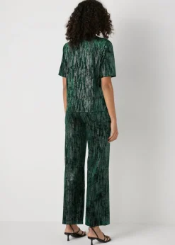 Et Vous Green Glitter Velvet Trousers