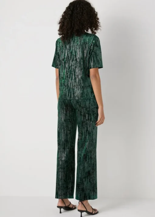 Et Vous Green Glitter Velvet Trousers