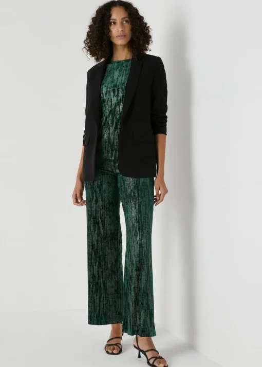 Et Vous Green Glitter Velvet Trousers
