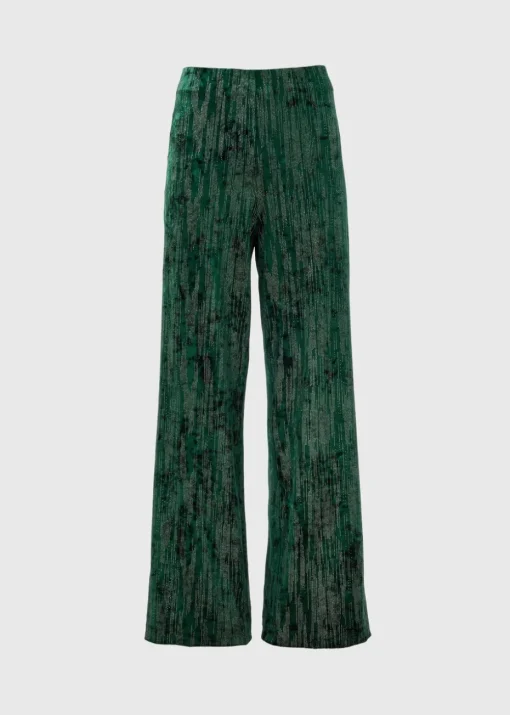 Et Vous Green Glitter Velvet Trousers