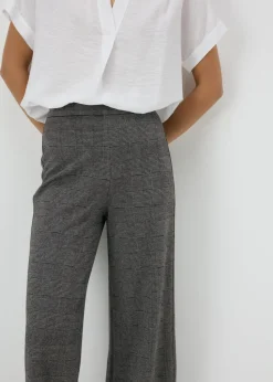Et Vous Grey Check Ponte Wide Leg Trousers