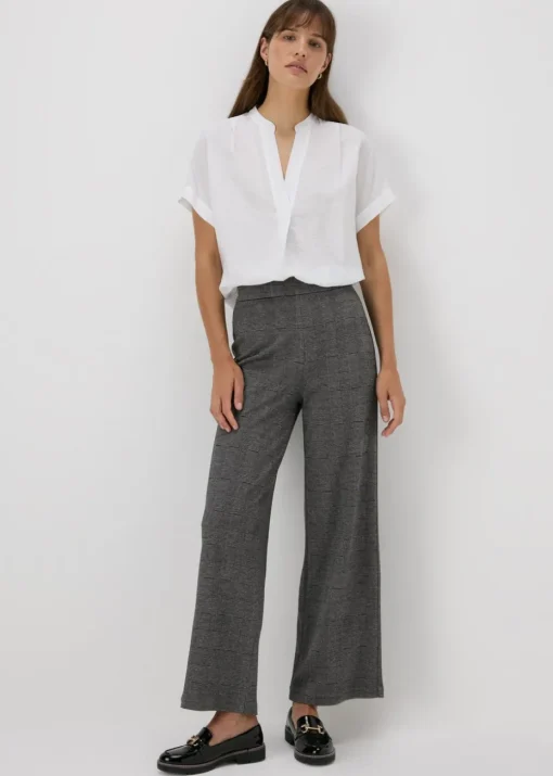 Et Vous Grey Check Ponte Wide Leg Trousers